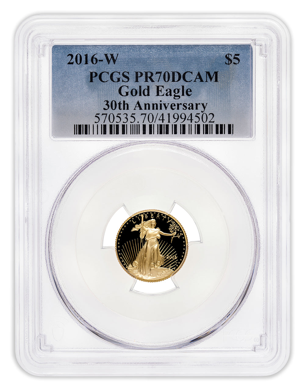 2016-W 1/10 oz Proof Gold Eagle $5 PCGS PR70