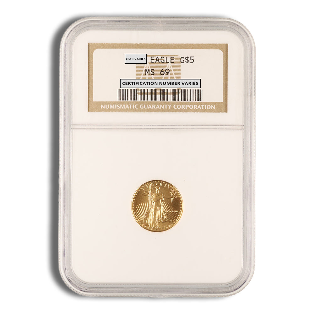 1989 1/10 oz Gold Eagle $5 NGC MS69