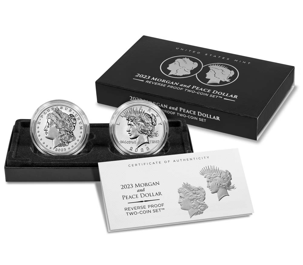 2023-S Morgan & Peace Dollar Two-Coin Reverse Proof Set
