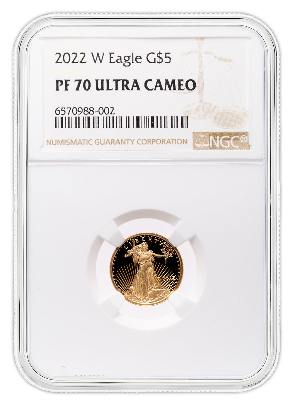 2022-W 1/10 oz Proof Gold Eagle $5 NGC PF70