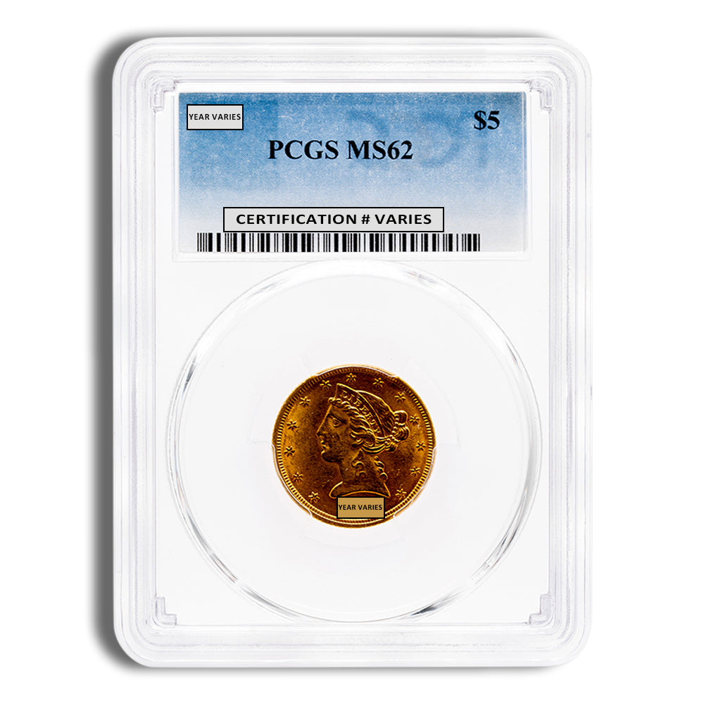 $5 Gold Liberty Half Eagle - PCGS MS62