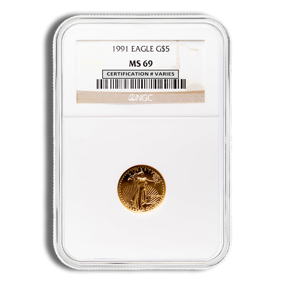 1991 1/10 oz Gold Eagle $5 NGC MS69
