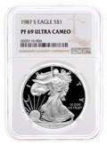 1987-S Proof Silver Eagle NGC PF69