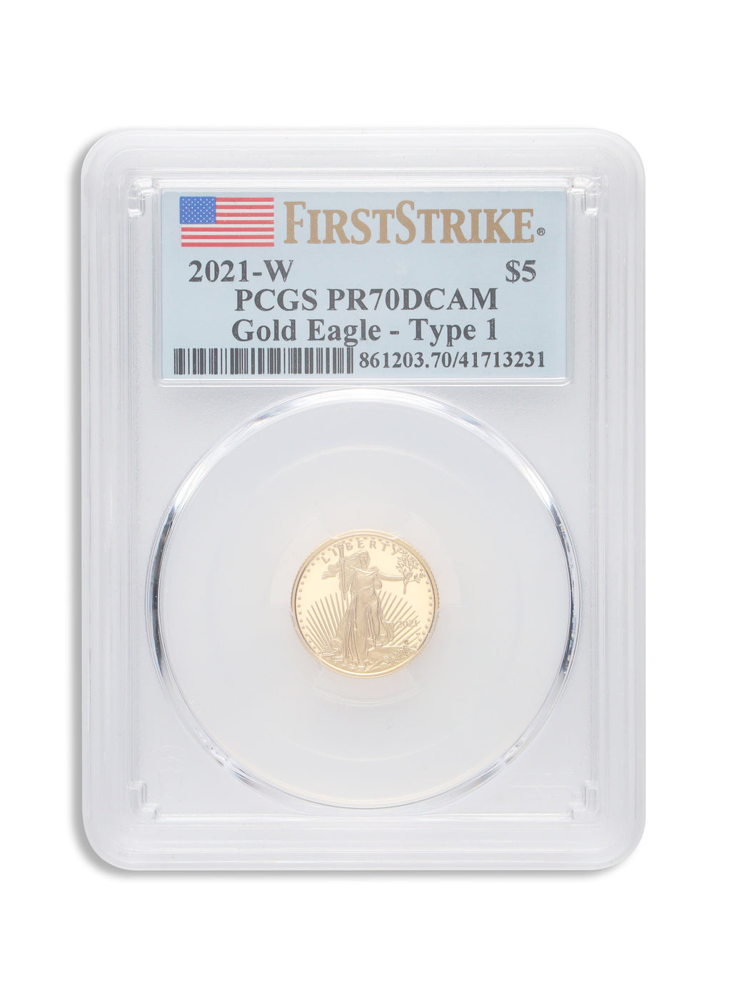 2021-W 1/10 oz Proof Gold Eagle $5 PCGS PR70 FS - Type 1