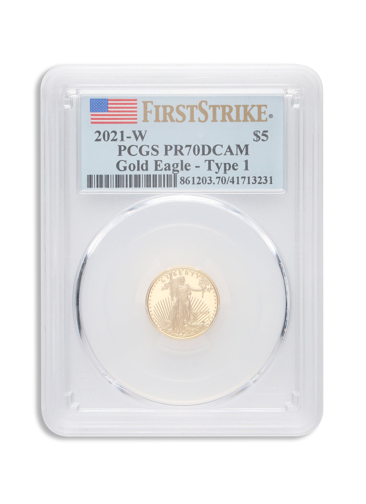 2021-W 1/10 oz Proof Gold Eagle $5 PCGS PR70 FS - Type 1