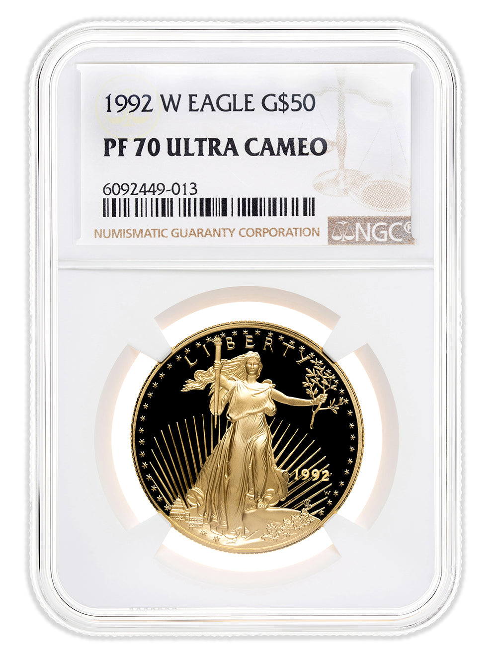 1992-W 1 oz Proof Gold Eagle $50 NGC PF70