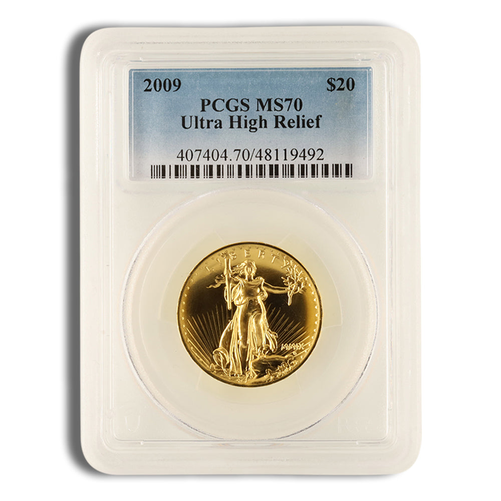 2009 Ultra High Relief Double Eagle Gold Coin PCGS MS70