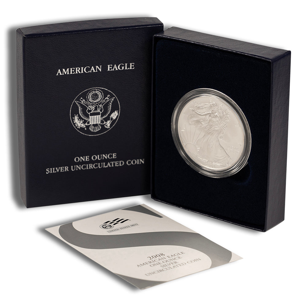 2008-W Burnished Silver Eagle with Box & COA