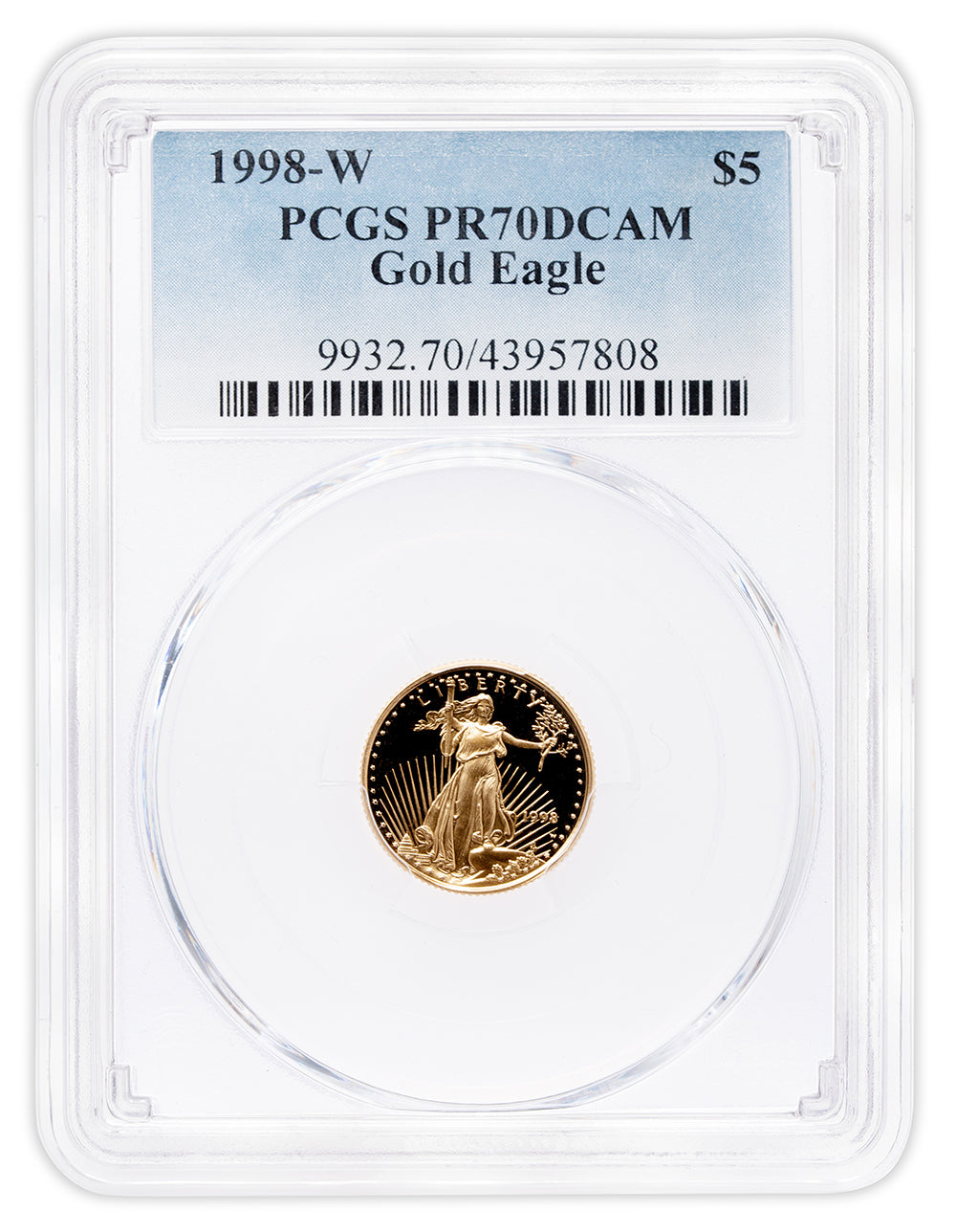 1998-W 1/10 oz Proof Gold Eagle $5 PCGS PR70