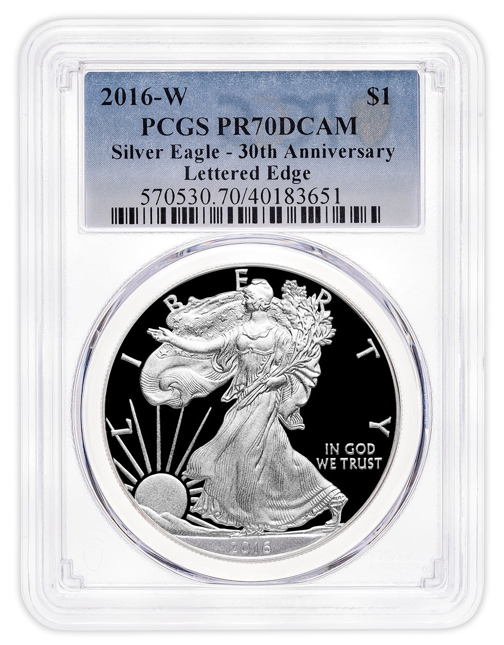 2016-W Proof Silver Eagle - 30th Anniv - PCGS PR70