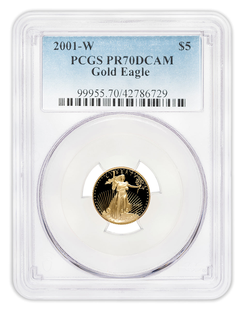 2001-W 1/10 oz Proof Gold Eagle $5 PCGS PR70