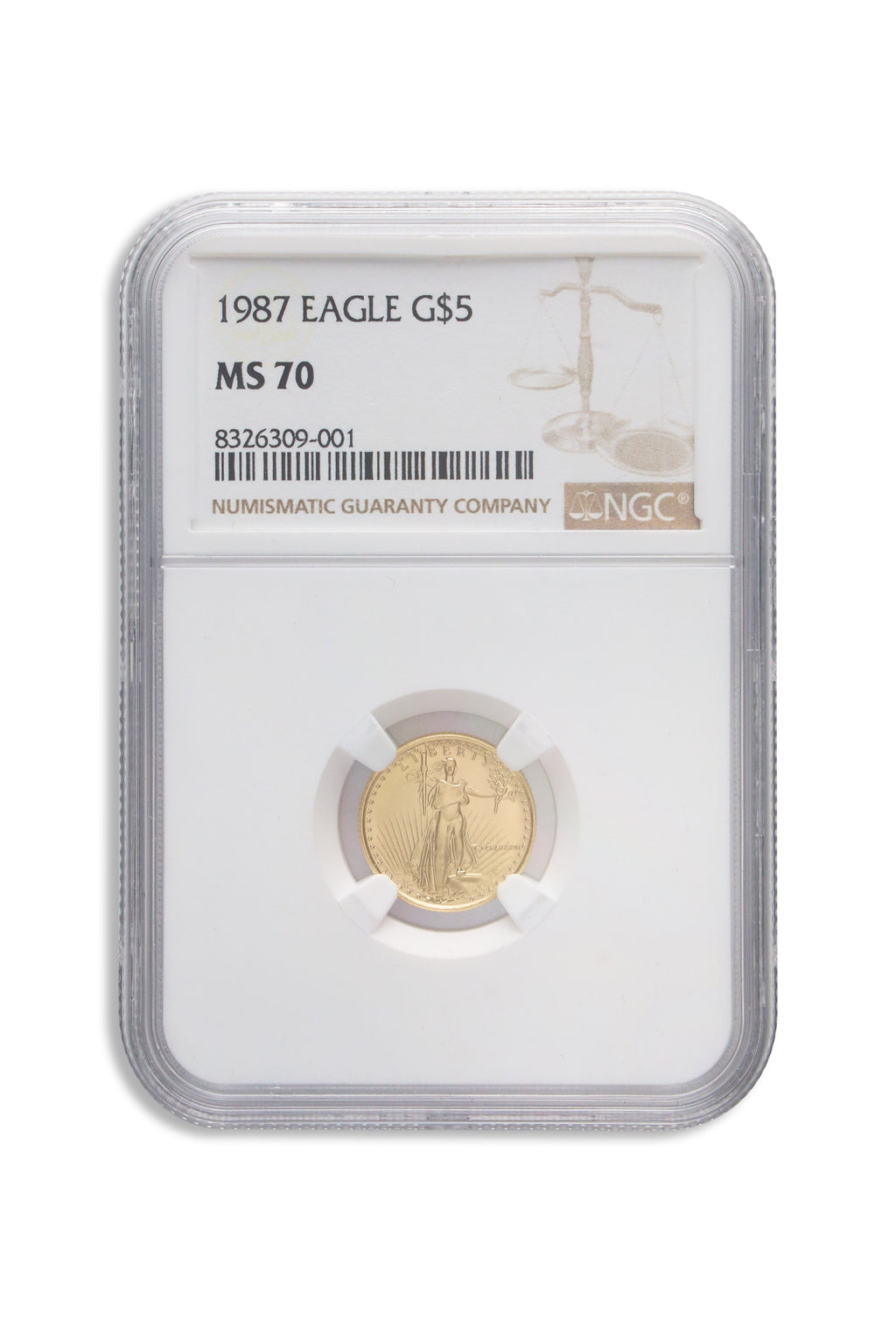 1987 1/10 oz Gold Eagle $5 NGC MS70