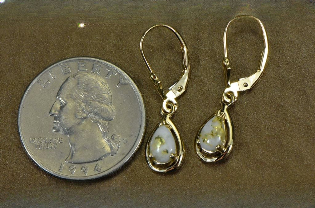 Quartz Earrings "Orocal" EN442Q/LB Genuine Hand Crafted Jewelry - 14K Gold Yellow Gold Casting