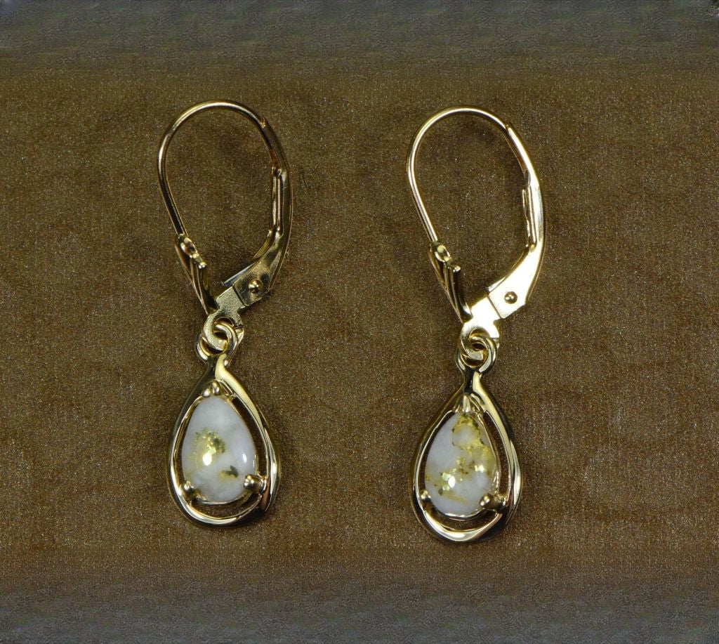 Quartz Earrings "Orocal" EN442Q/LB Genuine Hand Crafted Jewelry - 14K Gold Yellow Gold Casting